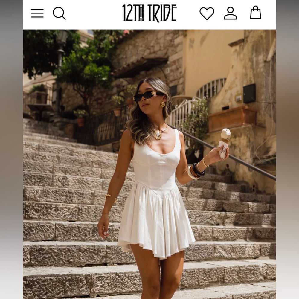 12th Tribe Kit Drop waist mini dress in white size XS.  New with tags!